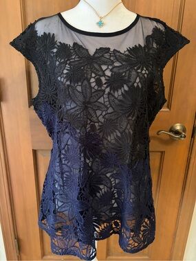 Lace Deletta Sheer peplum Top